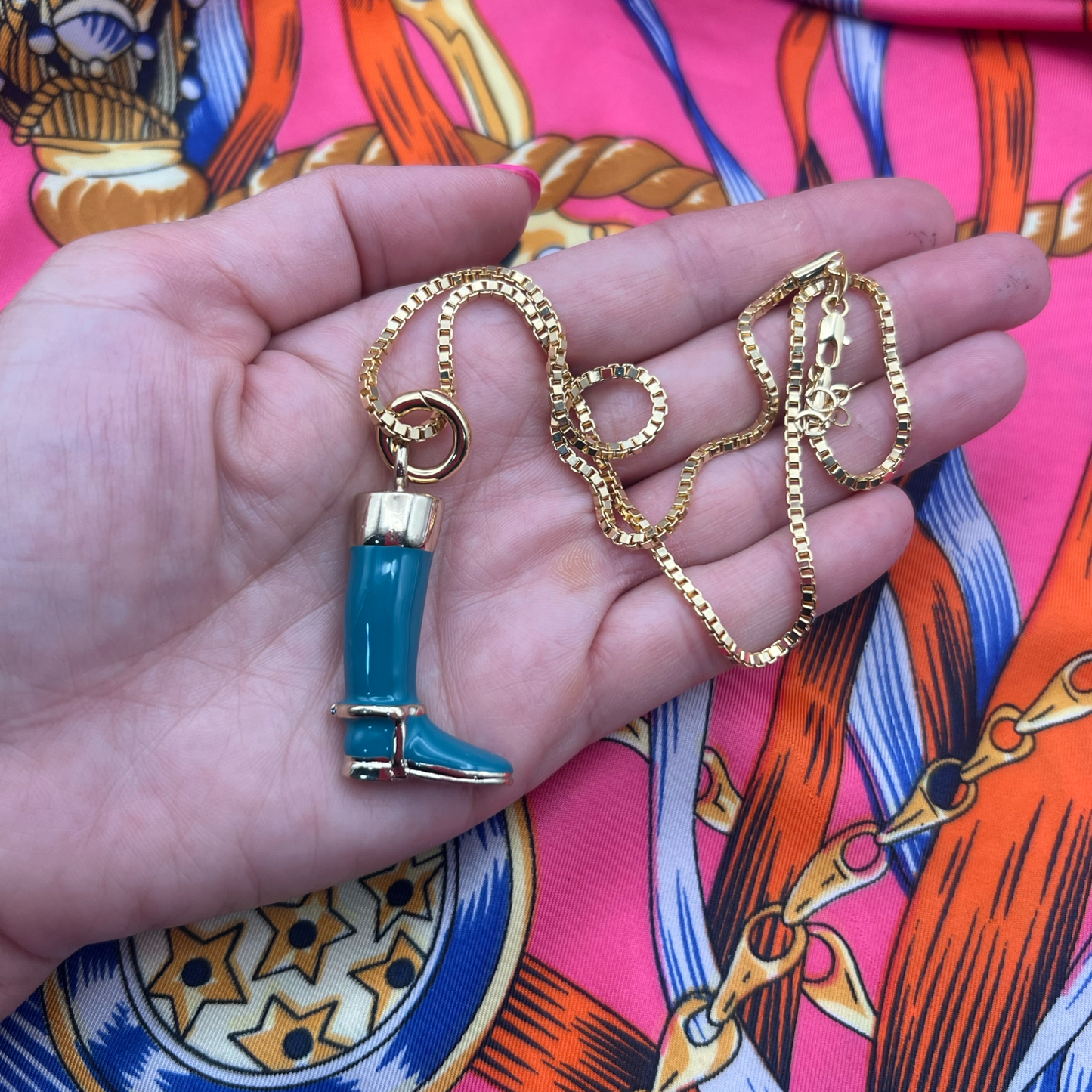Repurposed GG Green Boot Charm Necklace
