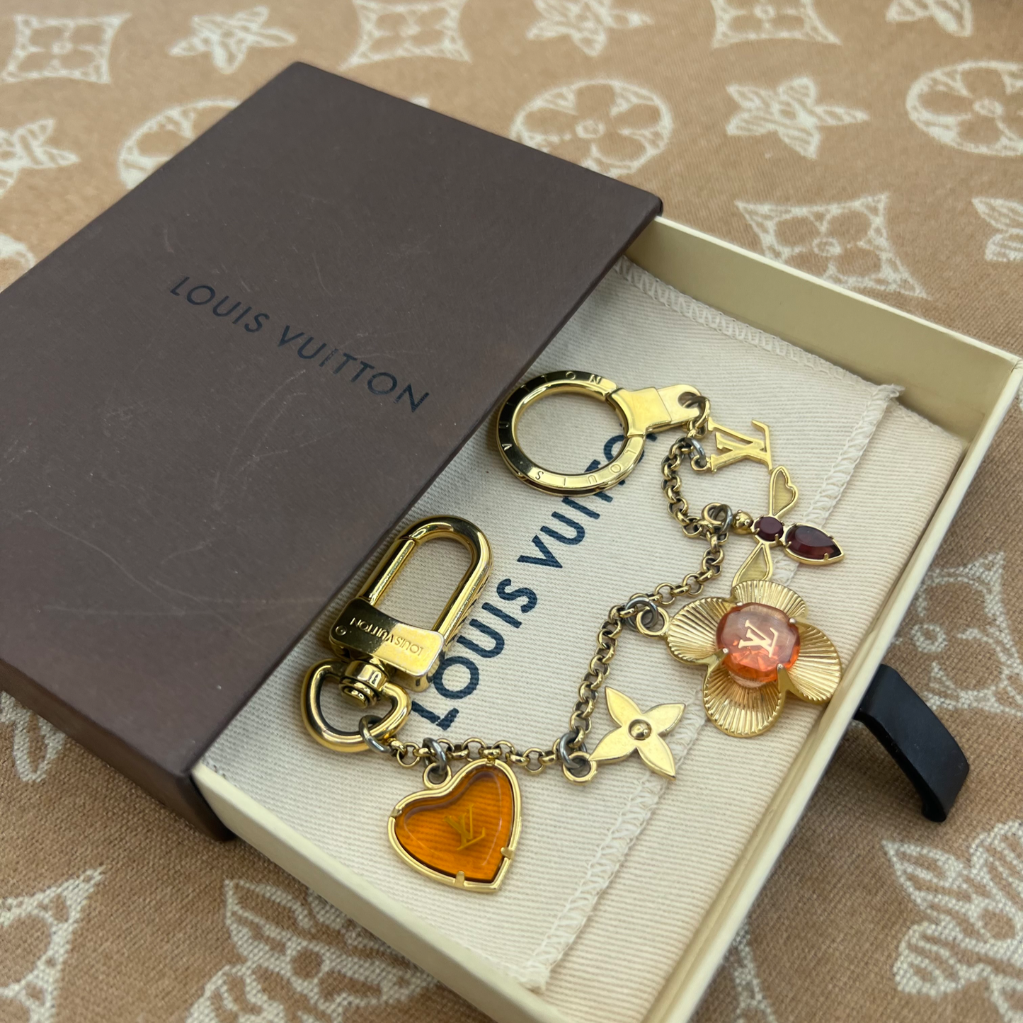 Repurposed LV Large Amber Flower Necklace
