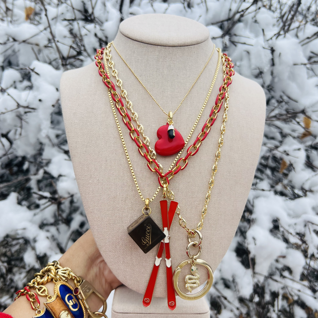 Repurposed GG Dice Charm Necklace