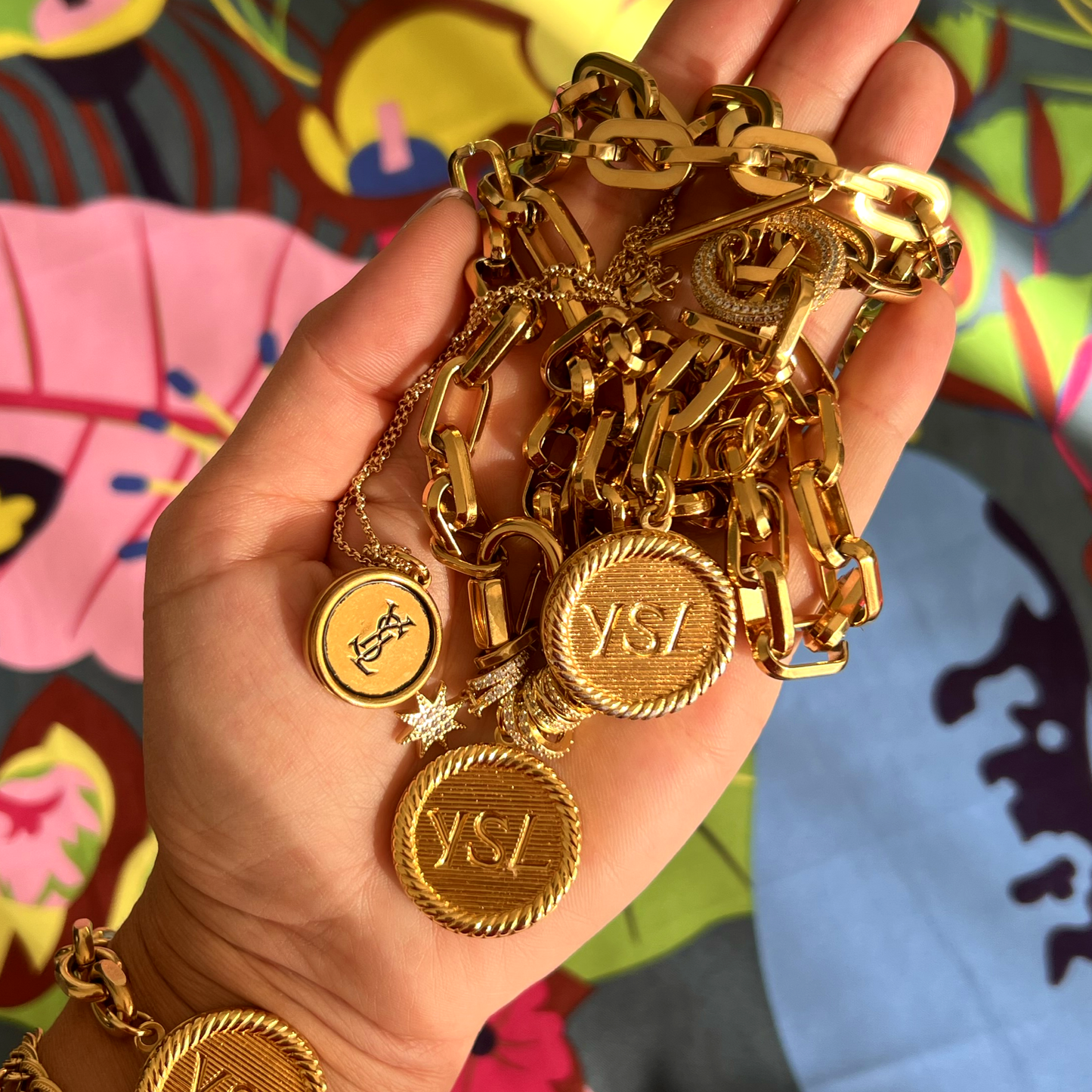 Repurposed YSL Gold Rope Charm Necklace