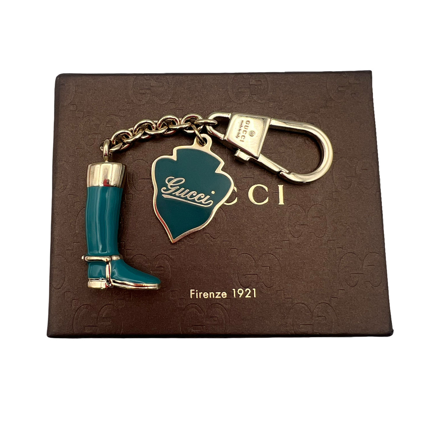 Repurposed GG Green Boot Charm Necklace