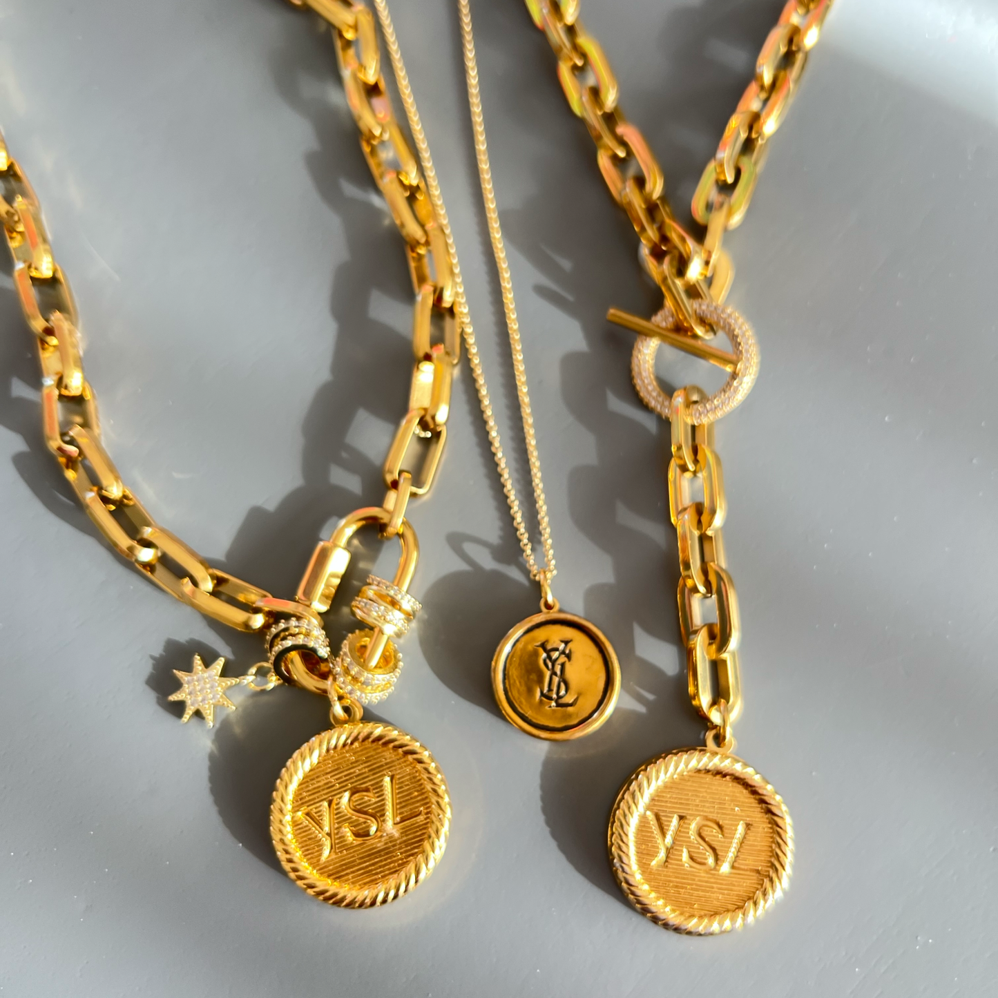 Repurposed YSL Gold Rope Charm Necklace