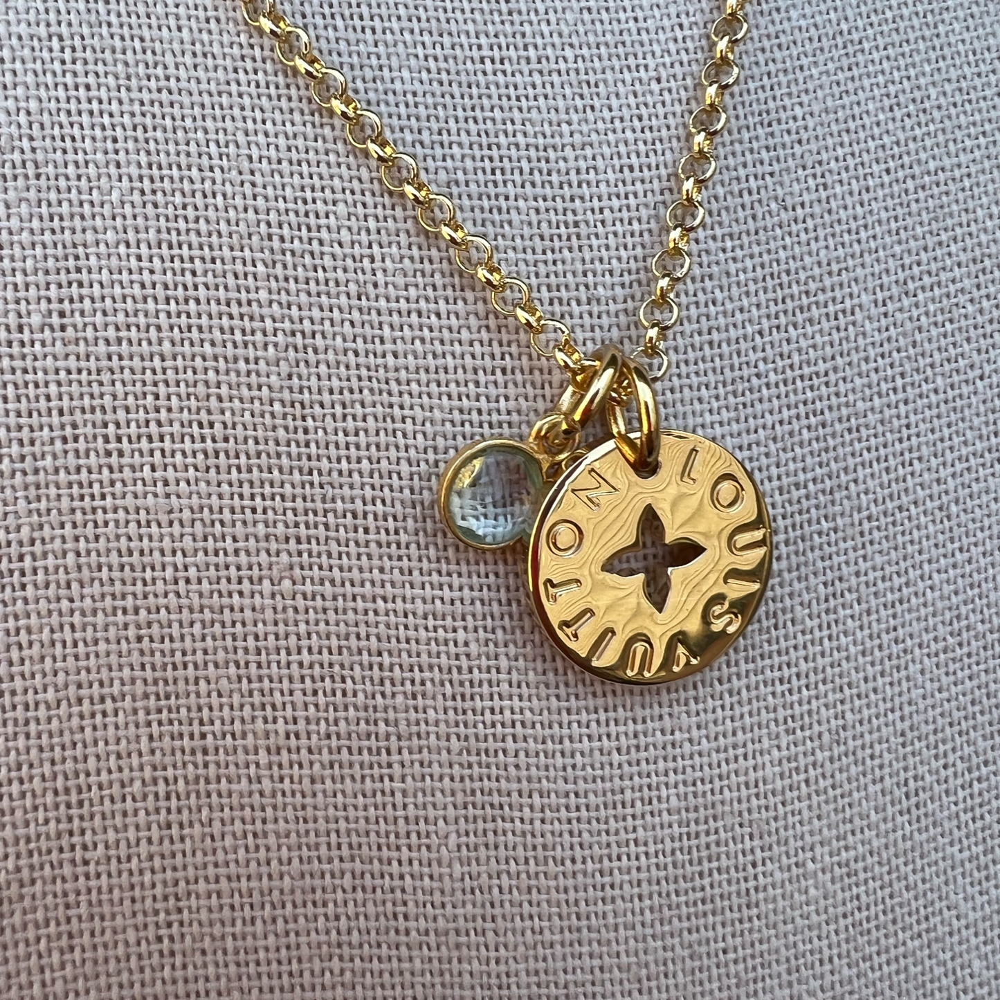 Repurposed LV Double Sided Charm Necklace