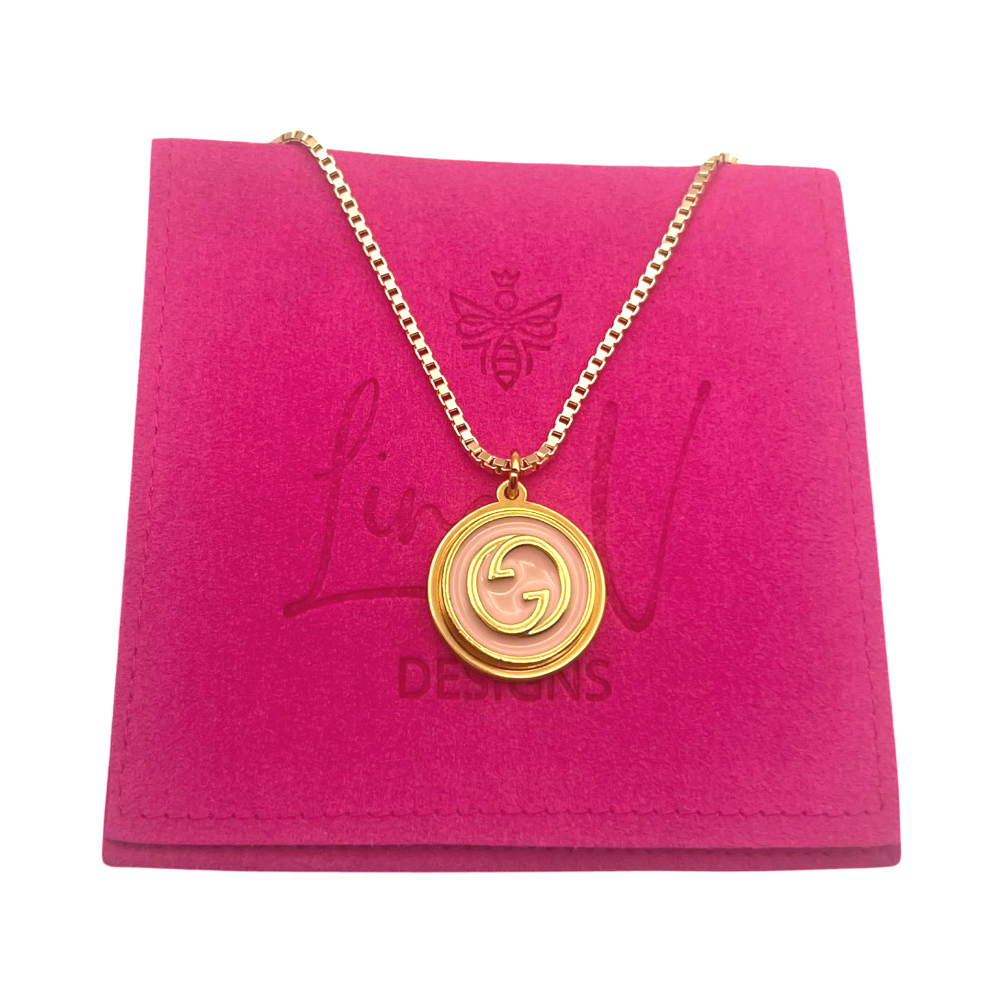 Repurposed GG Pink Necklace Charm