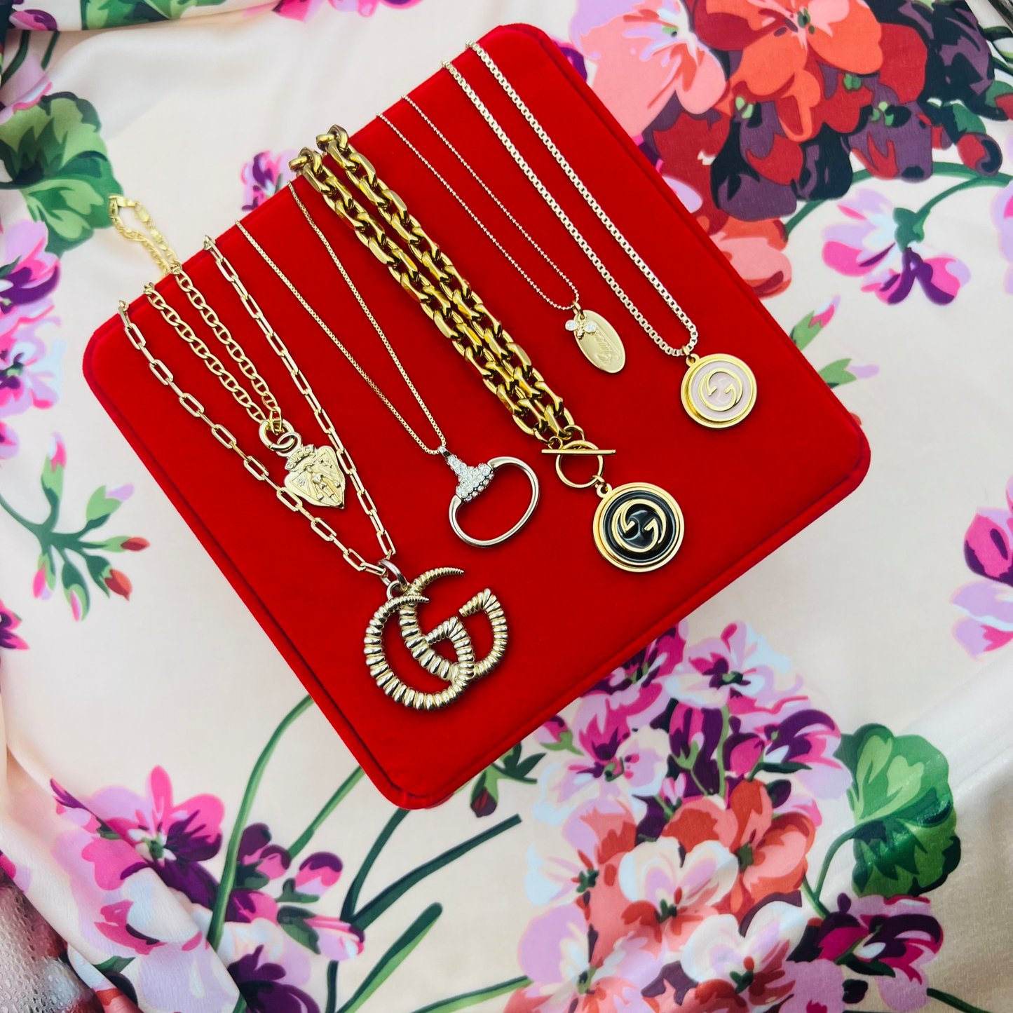 Repurposed GG Pink Necklace Charm