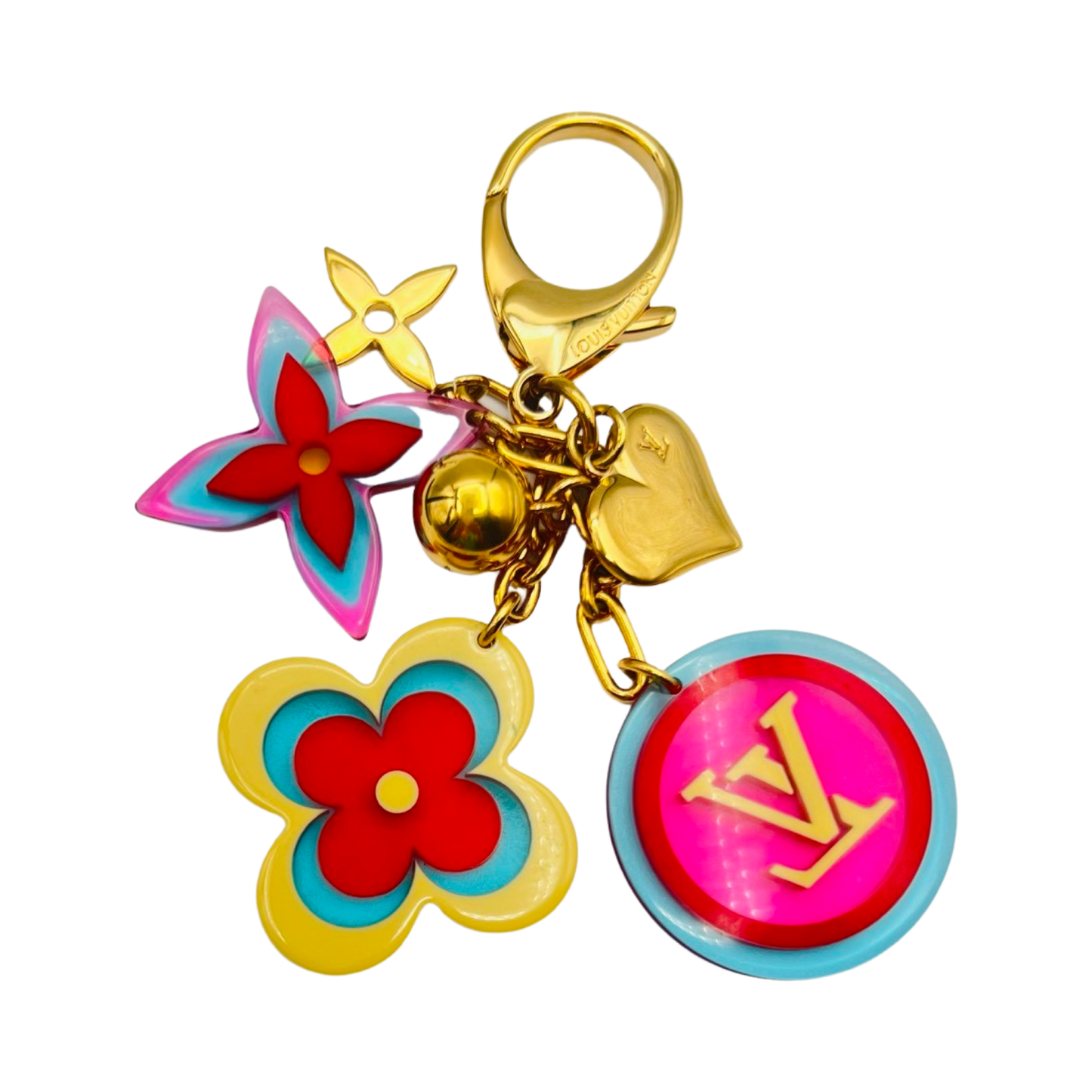 Repurposed LV Gold Ball Logo Charm Necklace