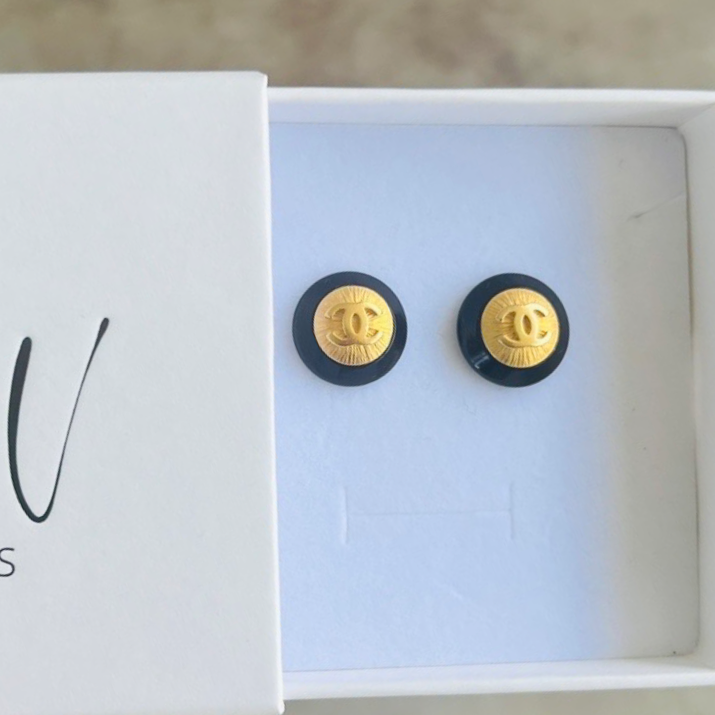 Repurposed CC Gold and Black Earrings