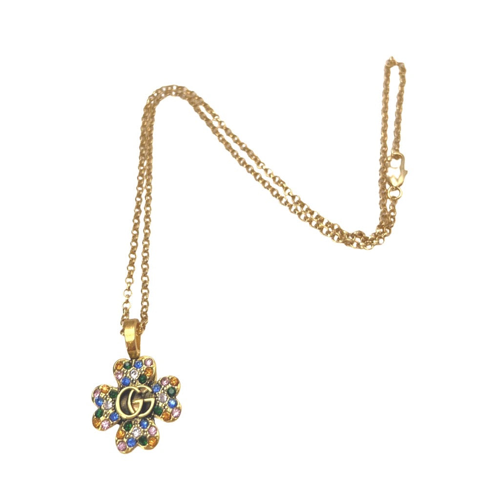 Vintage Designer Flower Crystal Necklace deals