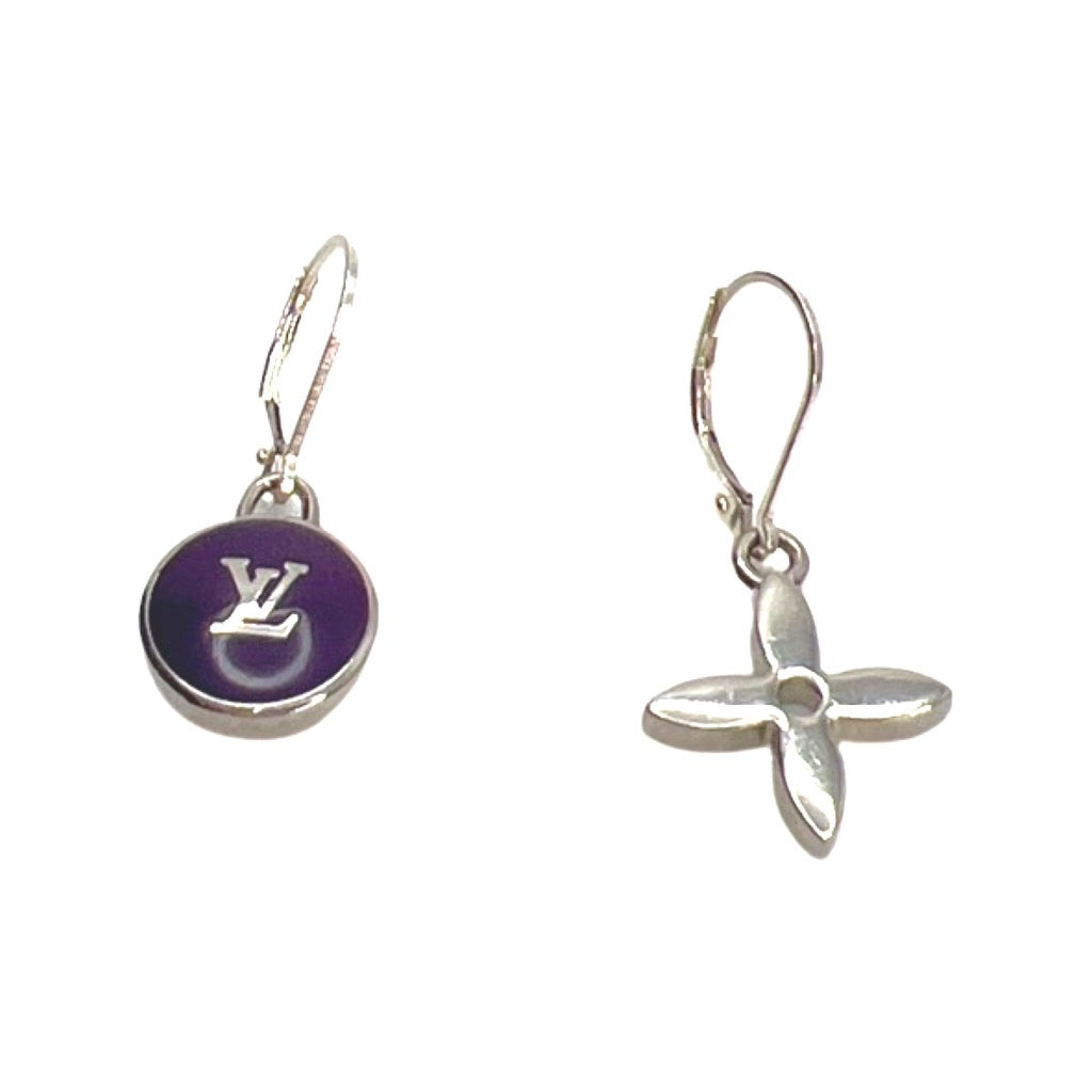 Upcycled LV Heart Shaped Earrings (Purple) – Farmhouse Treasures