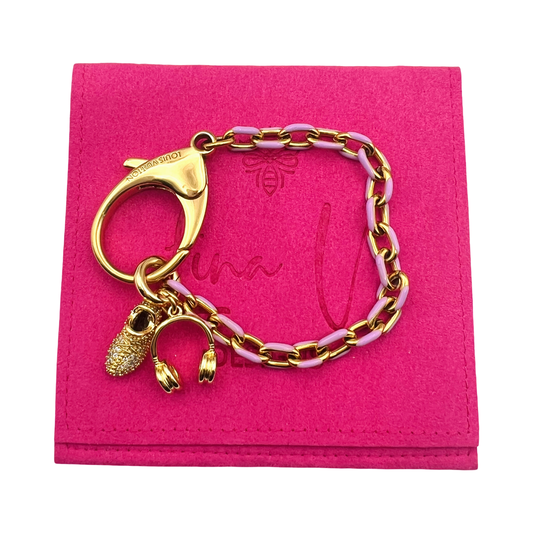 Repurposed LV Gold and ￼ Lilac Carabiner Sneakers Bracelet