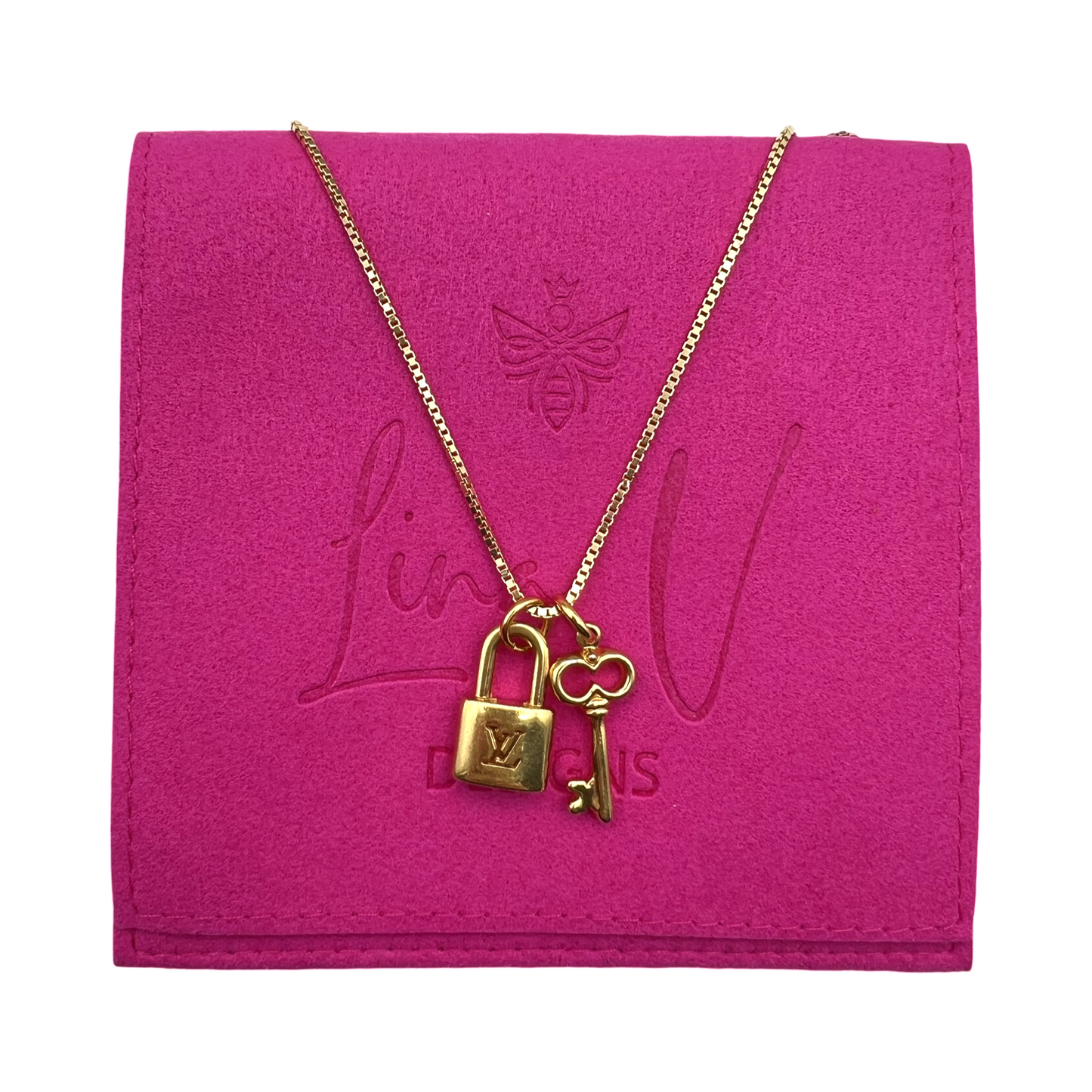 Repurposed LV Key Lock Charm Necklace