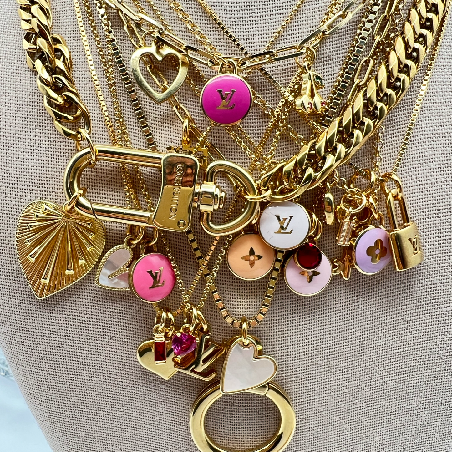 Repurposed LV Key Lock Charm Necklace