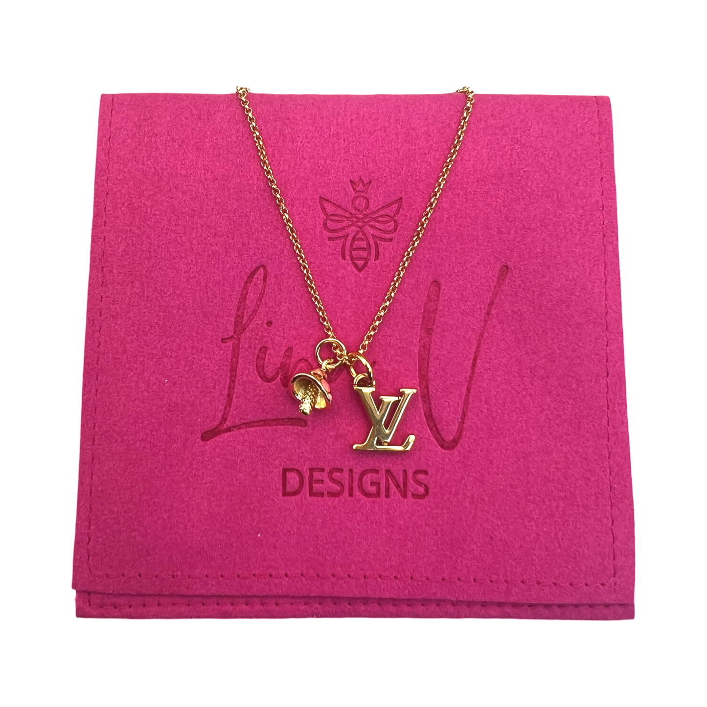 Repurposed LV Logo & Mushroom Necklace