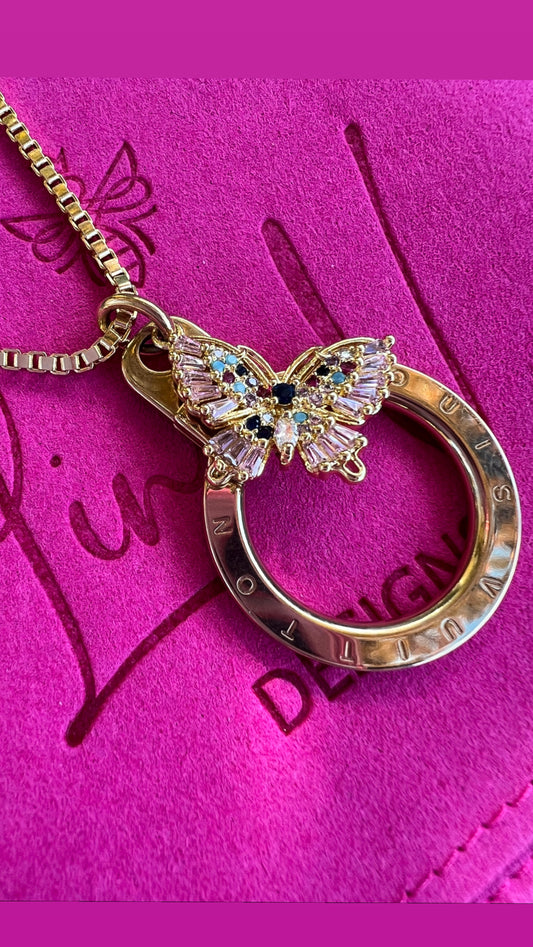 Repurposed LV Butterfly Necklace