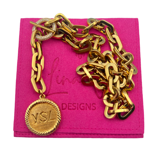 Repurposed YSL Gold Rope Charm Necklace