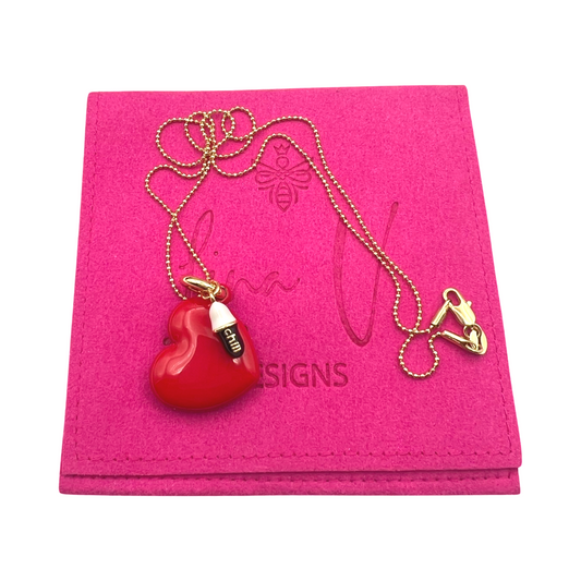 Repurposed GG Red Heart Charm Necklace
