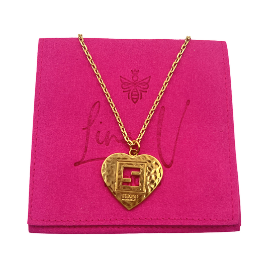 Repurposed FF Heart Charm Gold Necklace