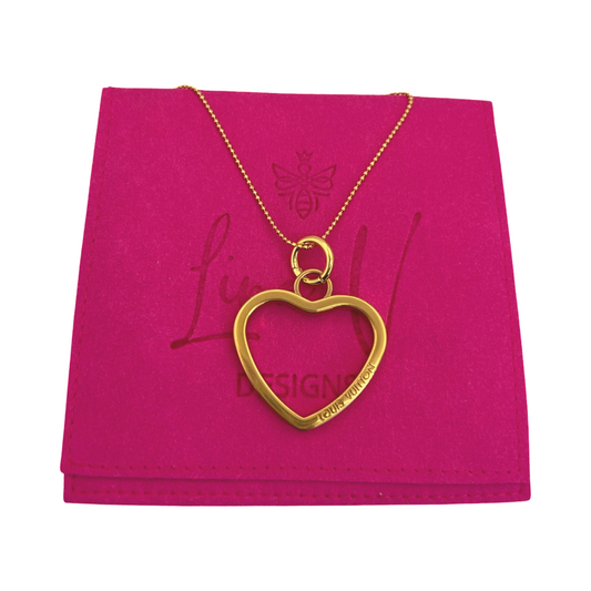 Repurposed LV Open Heart Charm Necklace