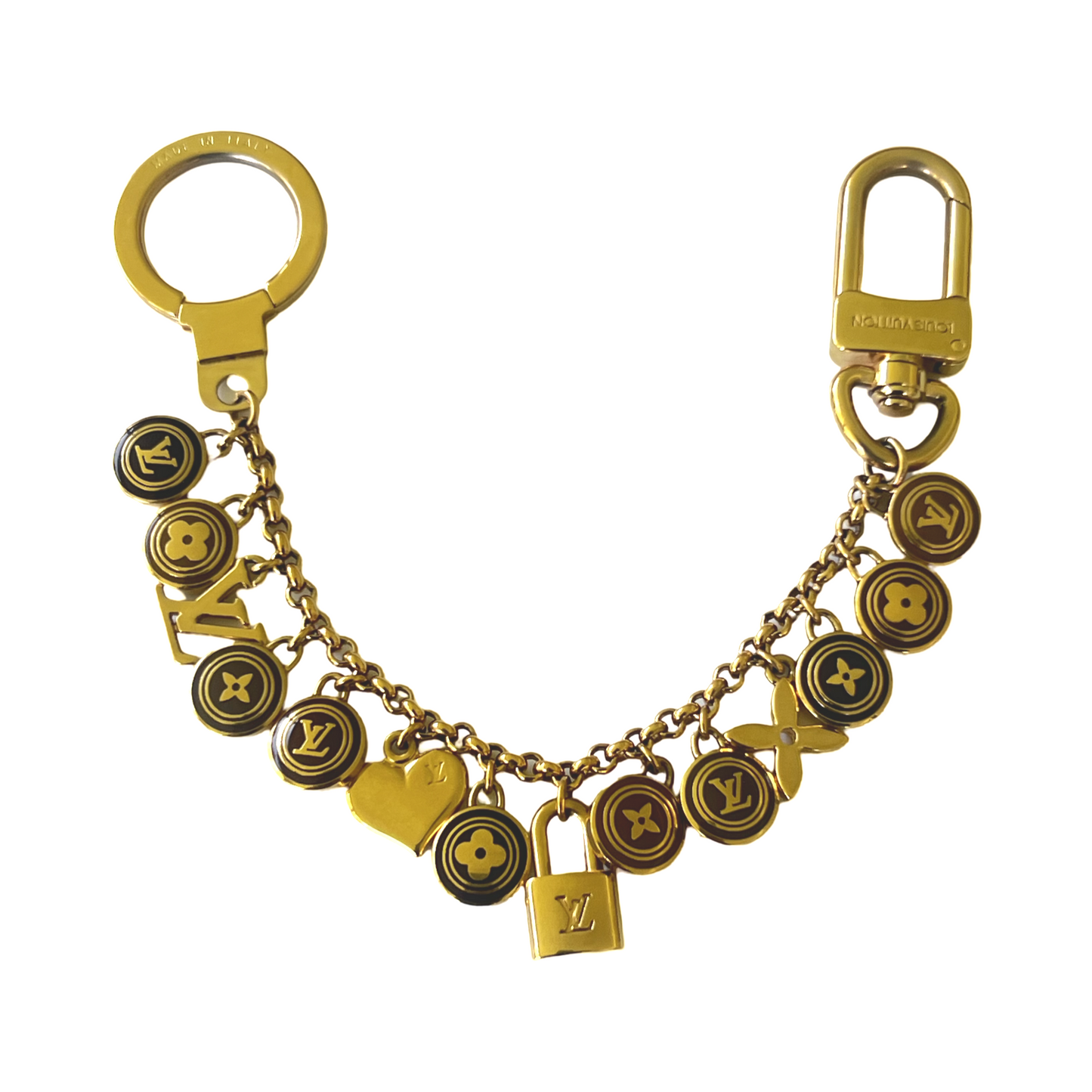 Repurposed LV Pastilles Brown  Gold & Mushroom Charm Necklace