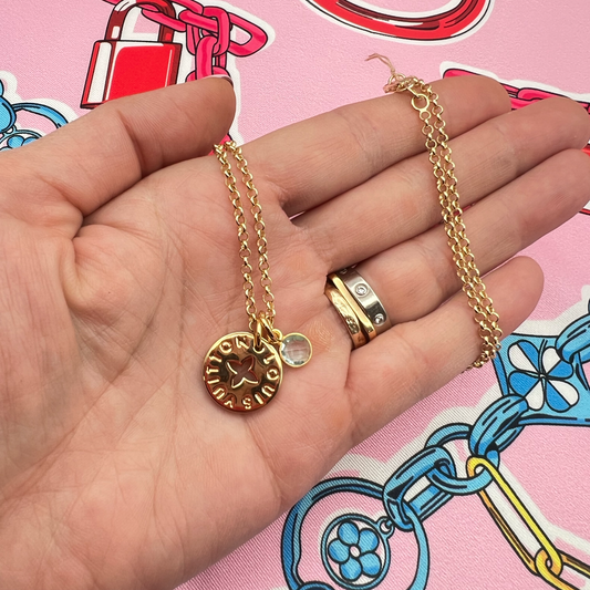 Repurposed LV Double Sided Charm Necklace