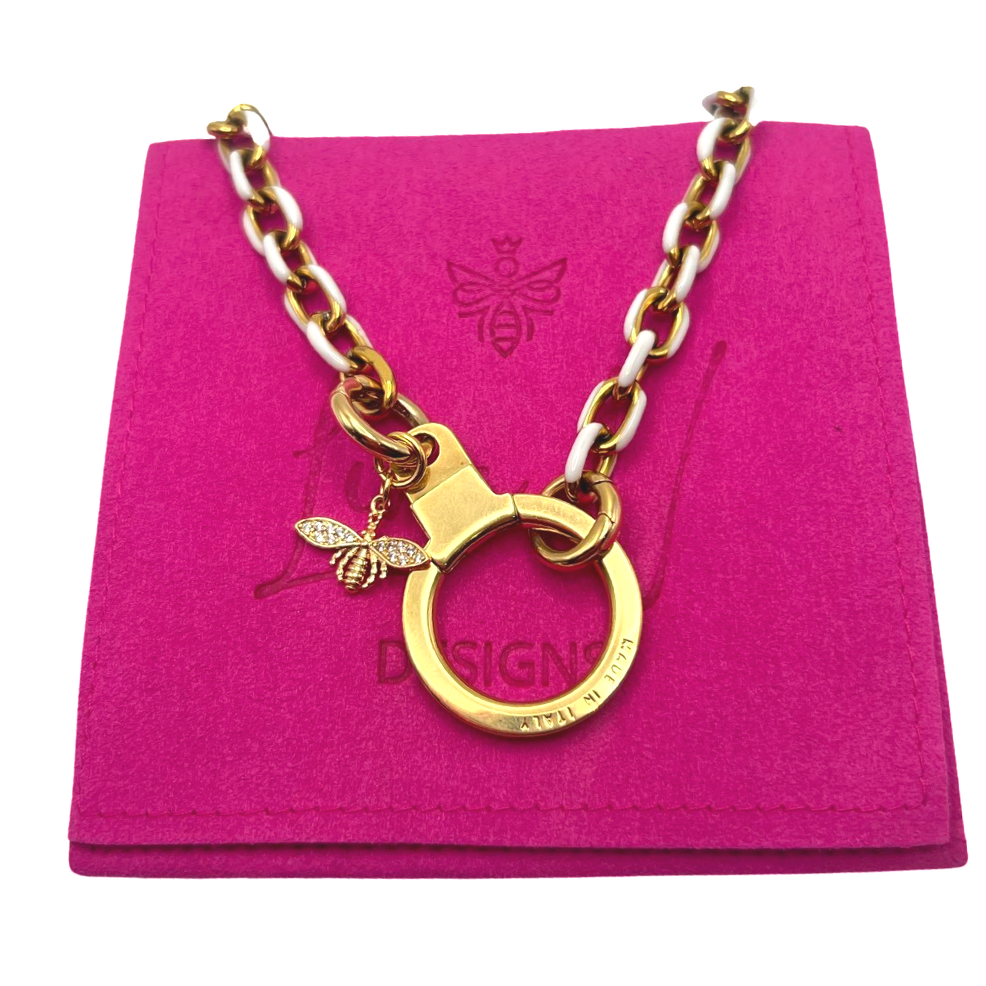 Repurposed LV Ring Bee Necklace LINA V DESIGNS
