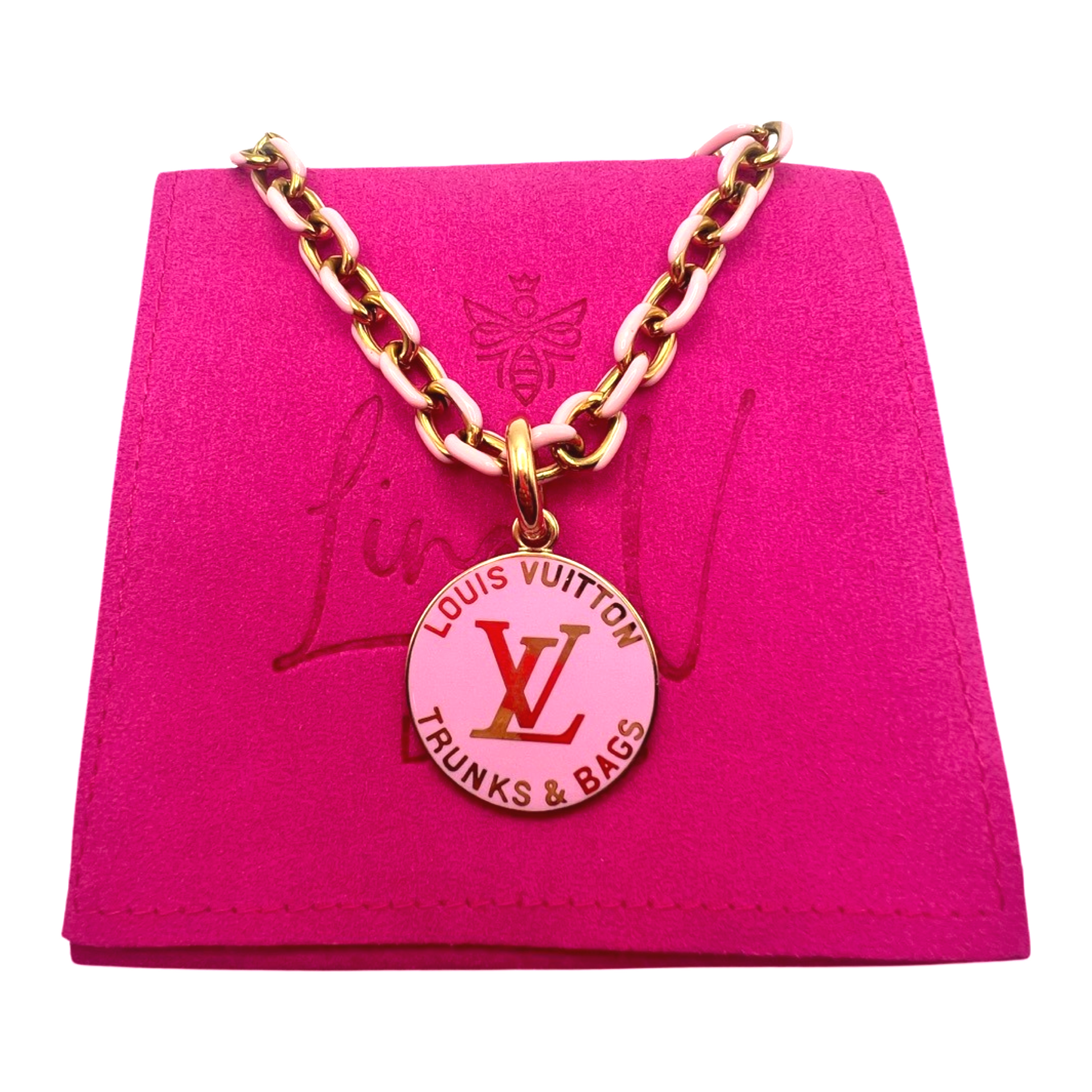Repurposed LV Trunks & Bags Pink Double Sided Necklace – LINA V DESIGNS