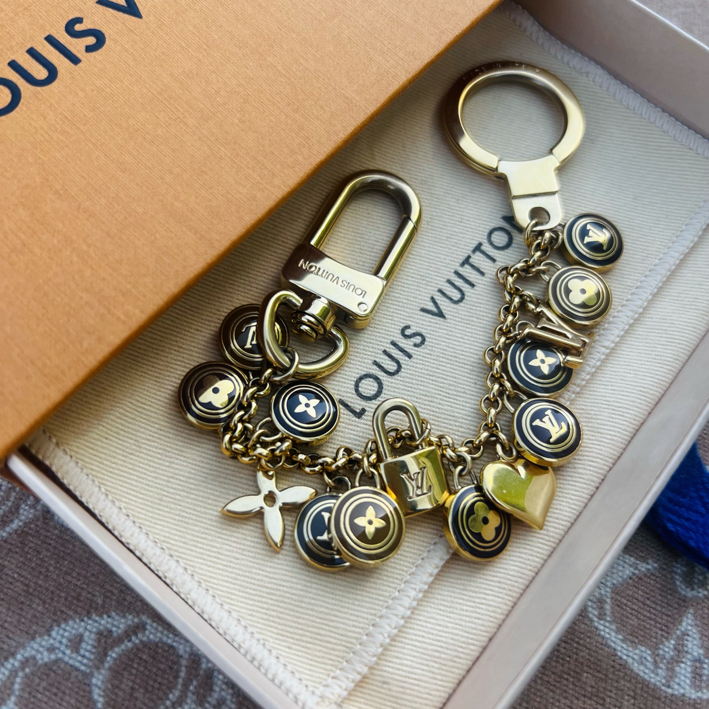 Repurposed LV Pastilles Brown  Gold & Mushroom Charm Necklace