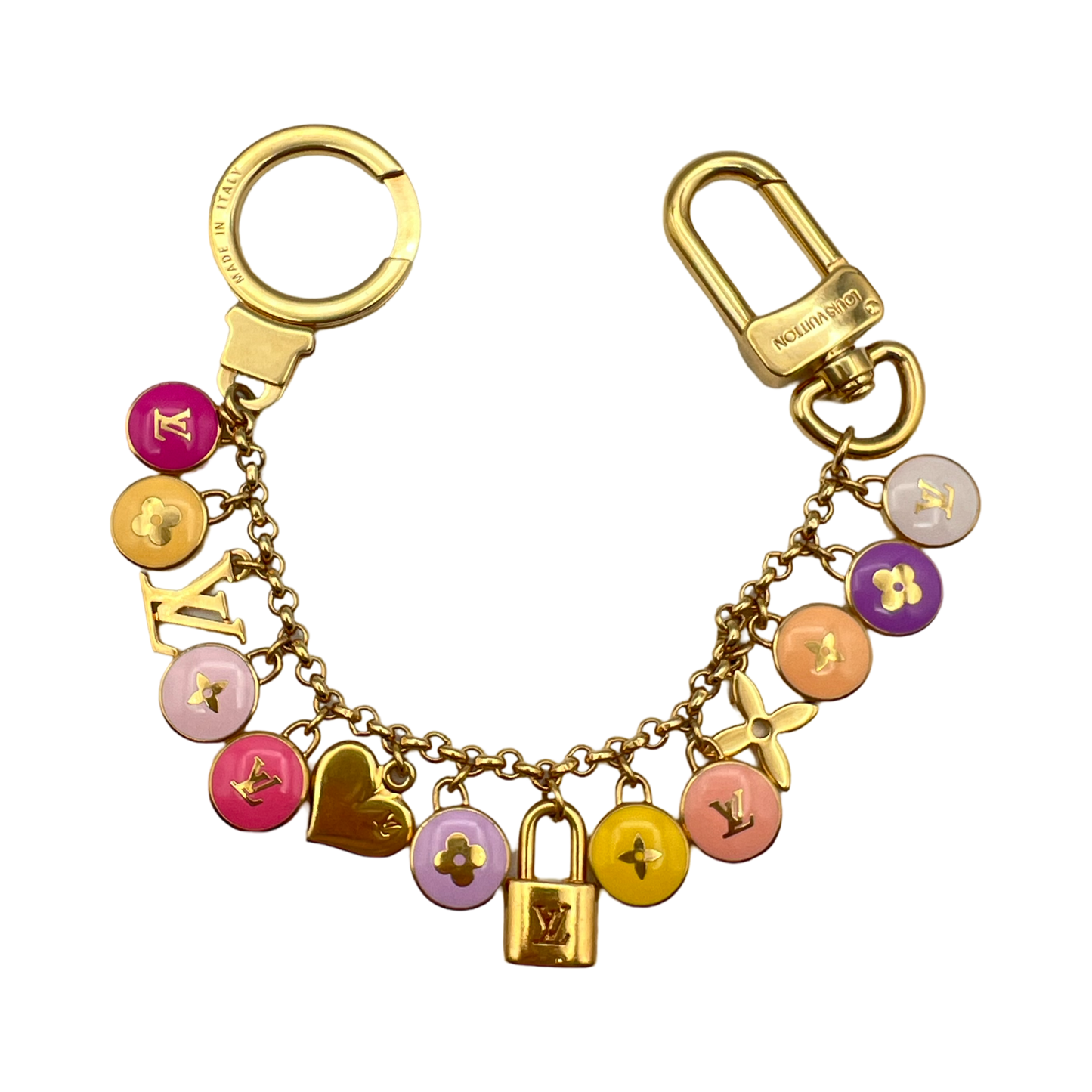 Repurposed LV Pink Pastilles Multi Charm Necklace