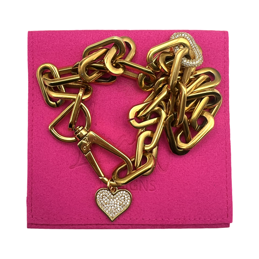 Repurposed LV Carabiner & Removable Heart Charm Necklace