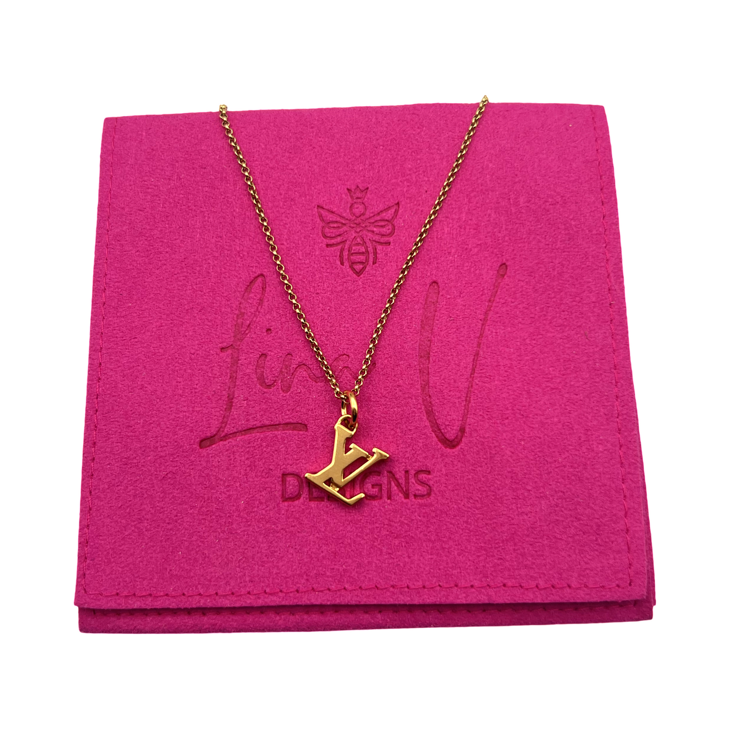 Repurposed LV Logo Gold Chain Necklace