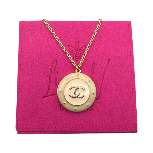 Repurposed Large Gold CC Charm Necklace hi