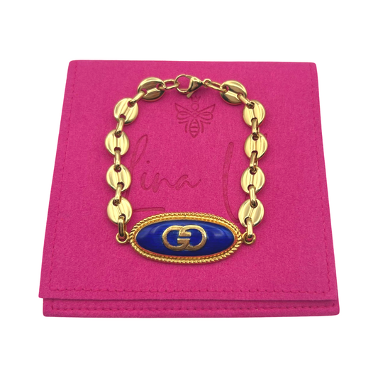 Repurposed GG Blue and Gold Bracelet