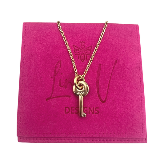 Repurposed GG Key Charm Necklace