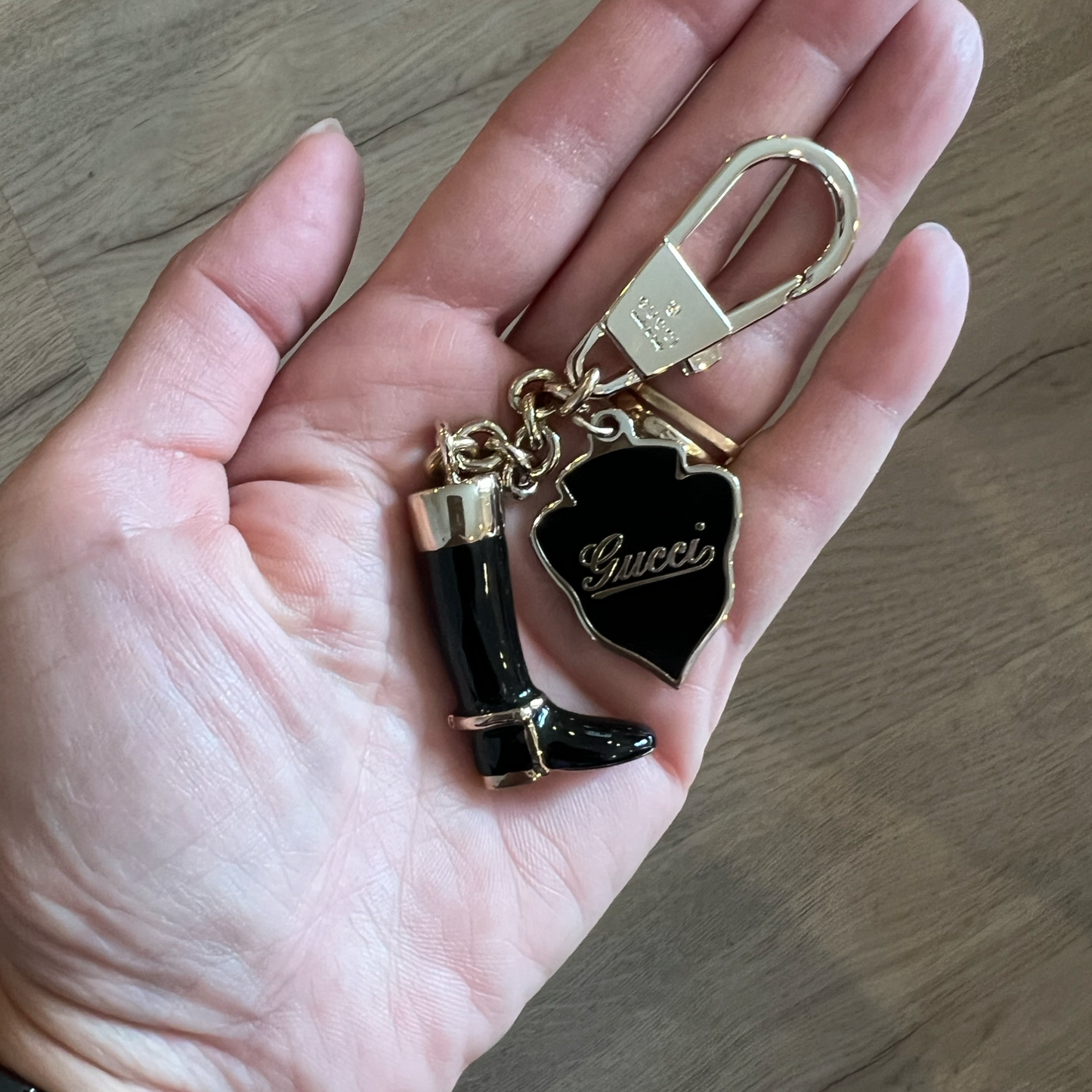 Repurposed GG Black Boot & Cursive Necklace