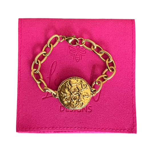 Repurposed CC Double Sided Medium Gold Coin Bracelet