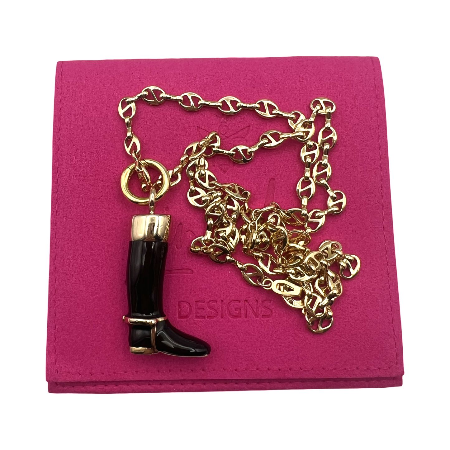 Repurposed GG Black Boot Charm Necklace