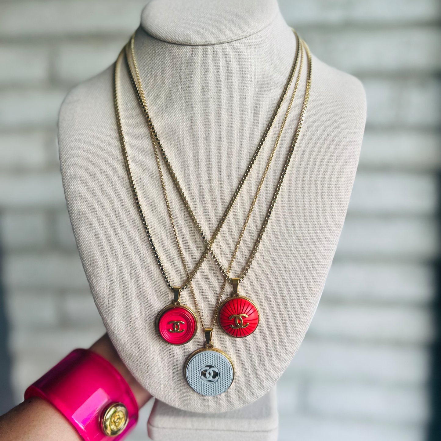 Repurposed CC Coral Charm Necklace