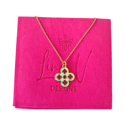 Repurposed LV Double Sided Enamel Charm Necklace