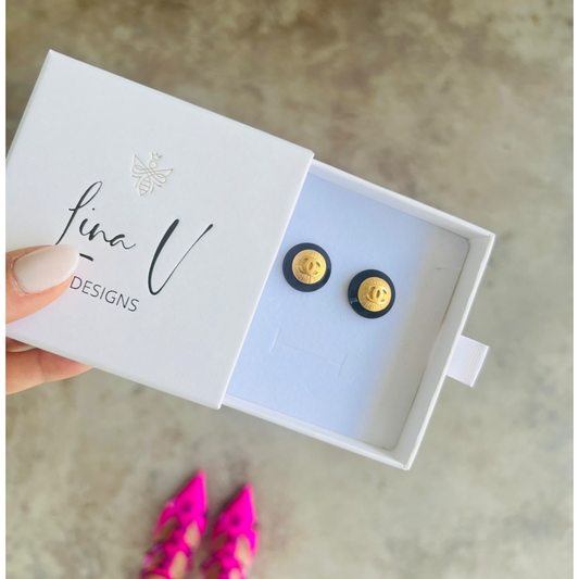 Repurposed CC Gold and Black Earrings