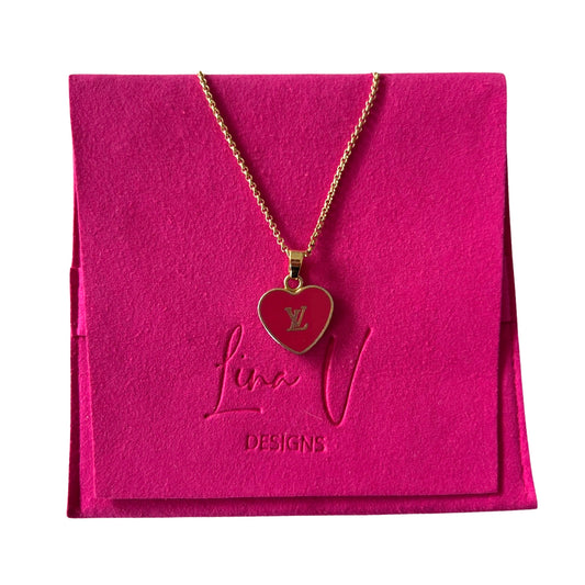 Repurposed Pretty LV Heart Necklace