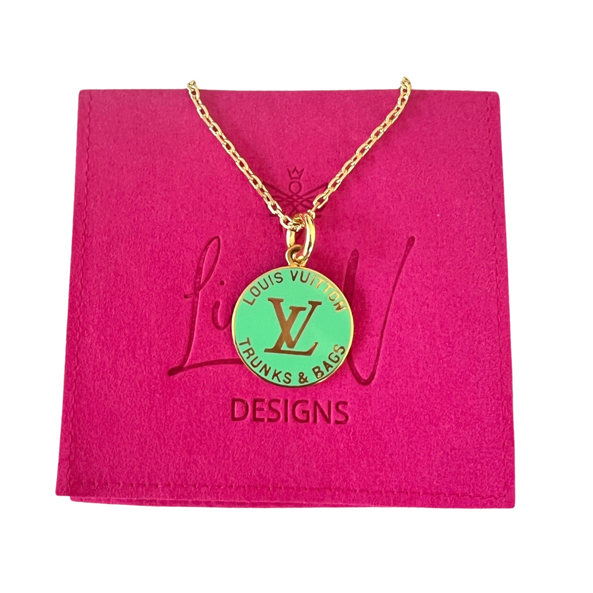 Repurposed LV Trunks & Bags Green Double Sided Necklace – LINA V