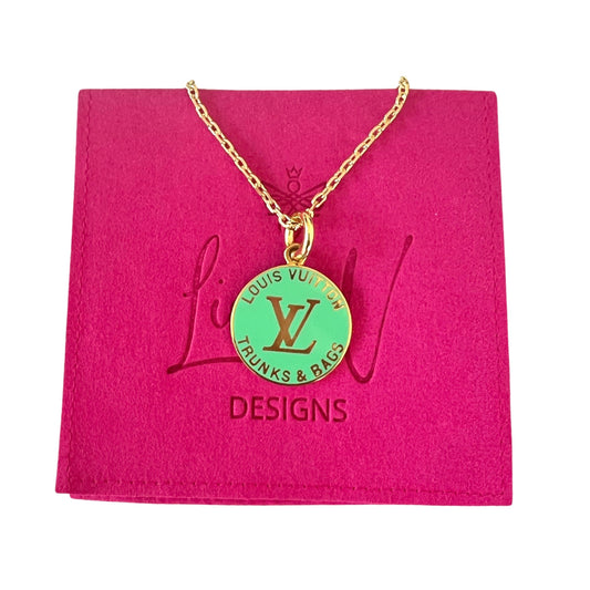 Louis Vuitton, Jewelry, Authentic Louis Vuitton Upcycled Necklace Green