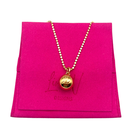 Repurposed LV Gold Ball Logo Charm Necklace