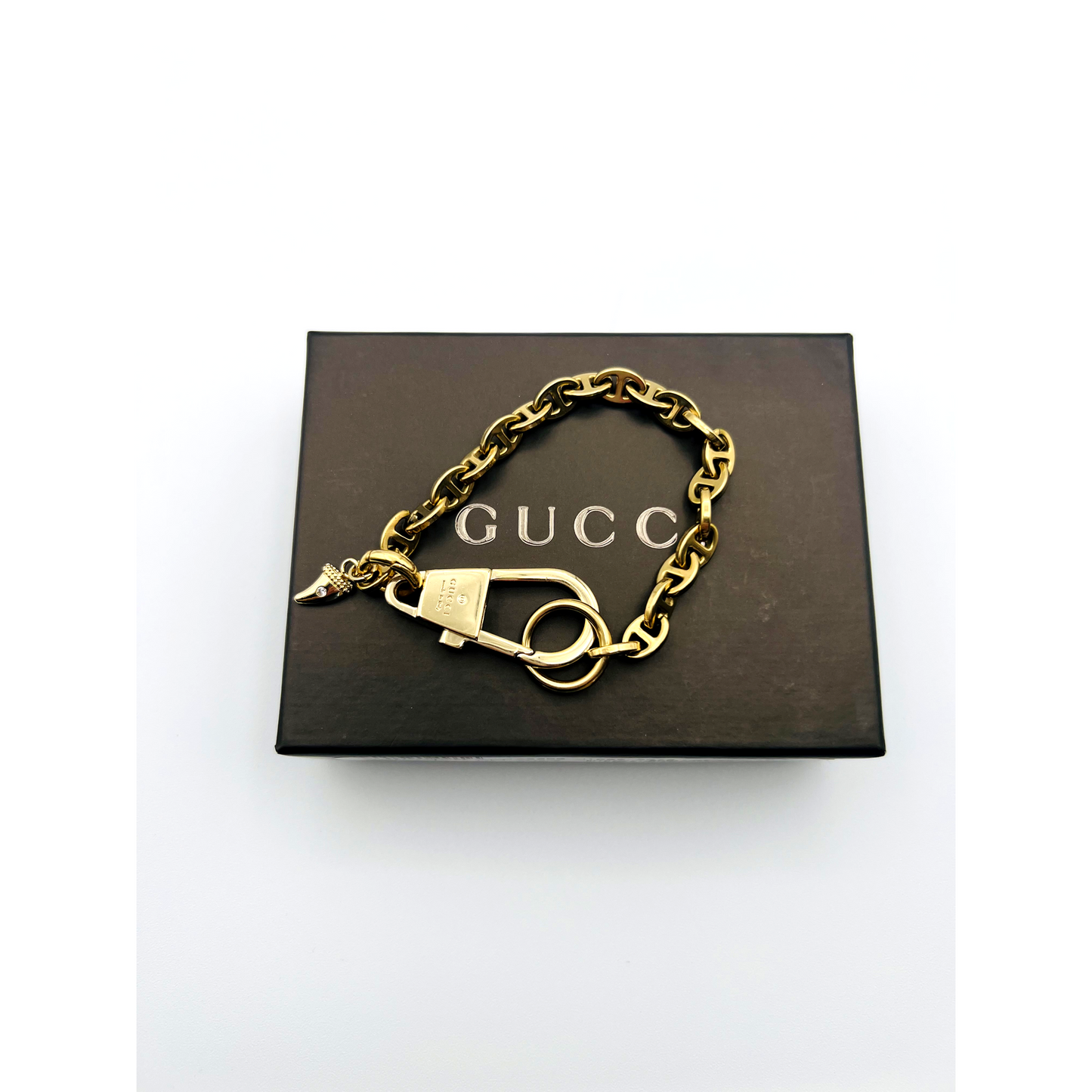 Repurposed GG Gold Carabiner Clasp Charm Bracelet