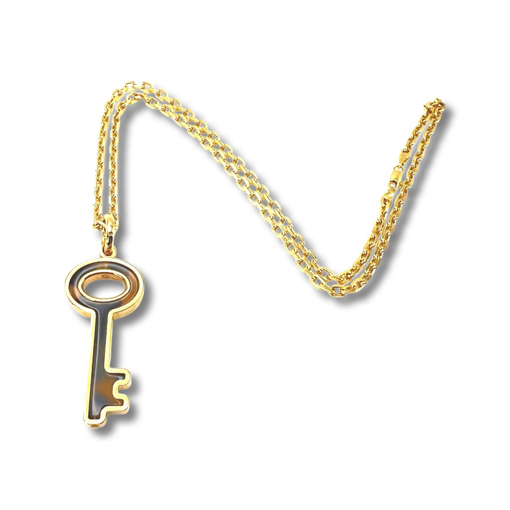 Repurposed LV Tortoise Key Charm Necklace