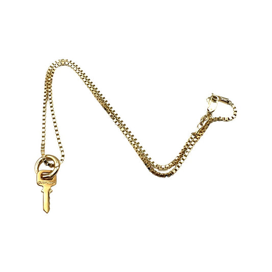 Repurposed LV  Small Gold Key Charm Necklace