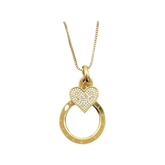 Repurposed LV Ring Pave Heart Necklace