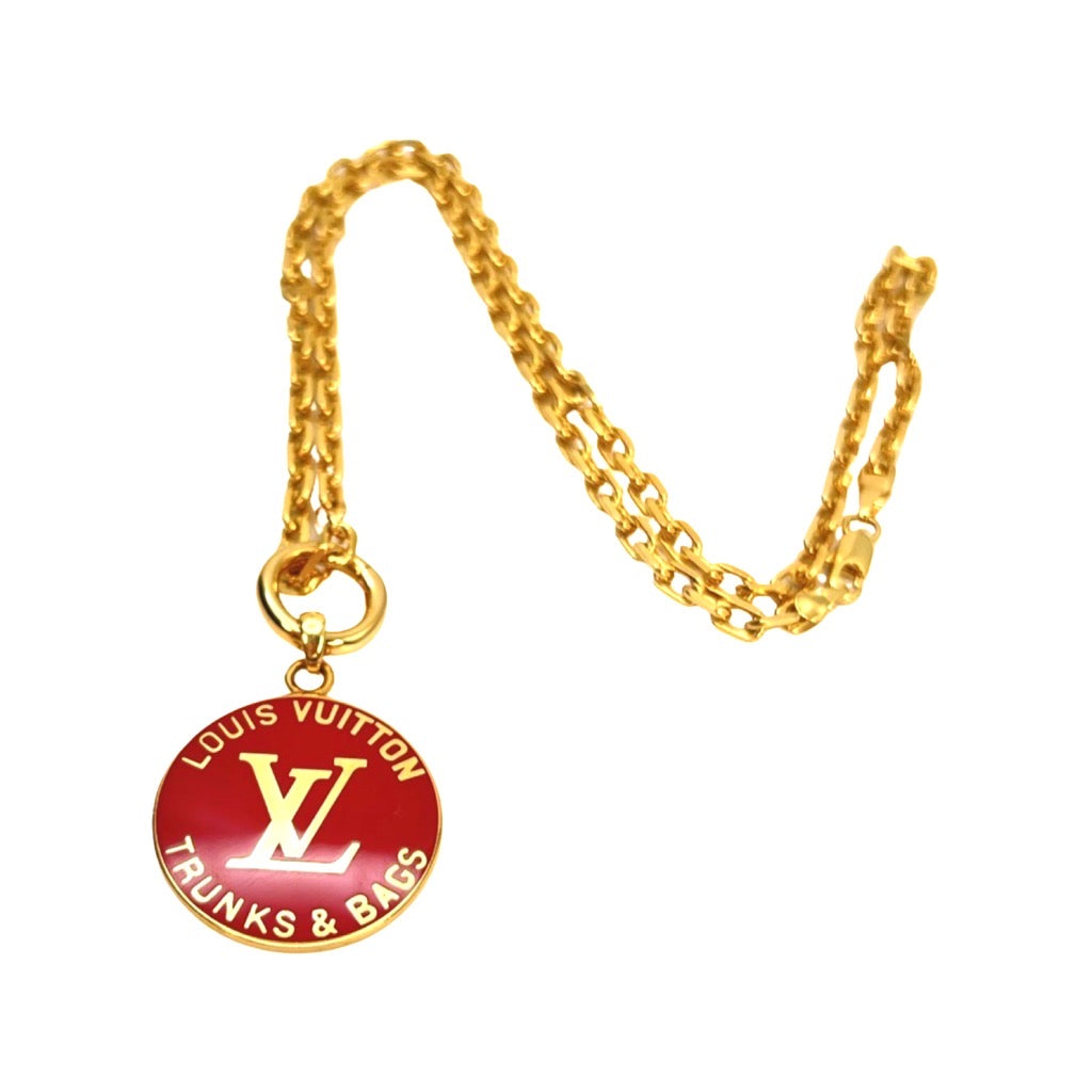 Repurposed LV Large Red & Gold Very Rare Necklace