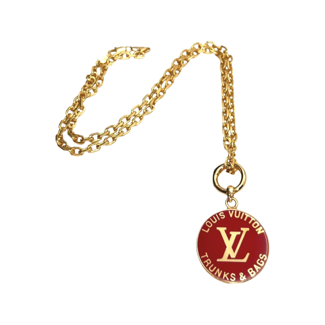 Repurposed LV Large Red & Gold Very Rare Necklace