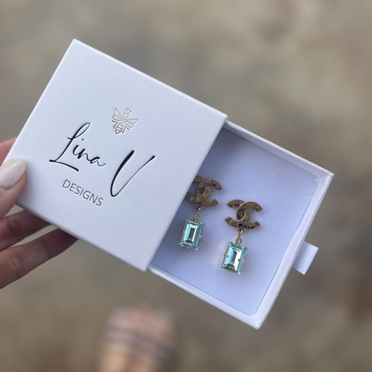 Repurposed CC Ocean Blue Earrings